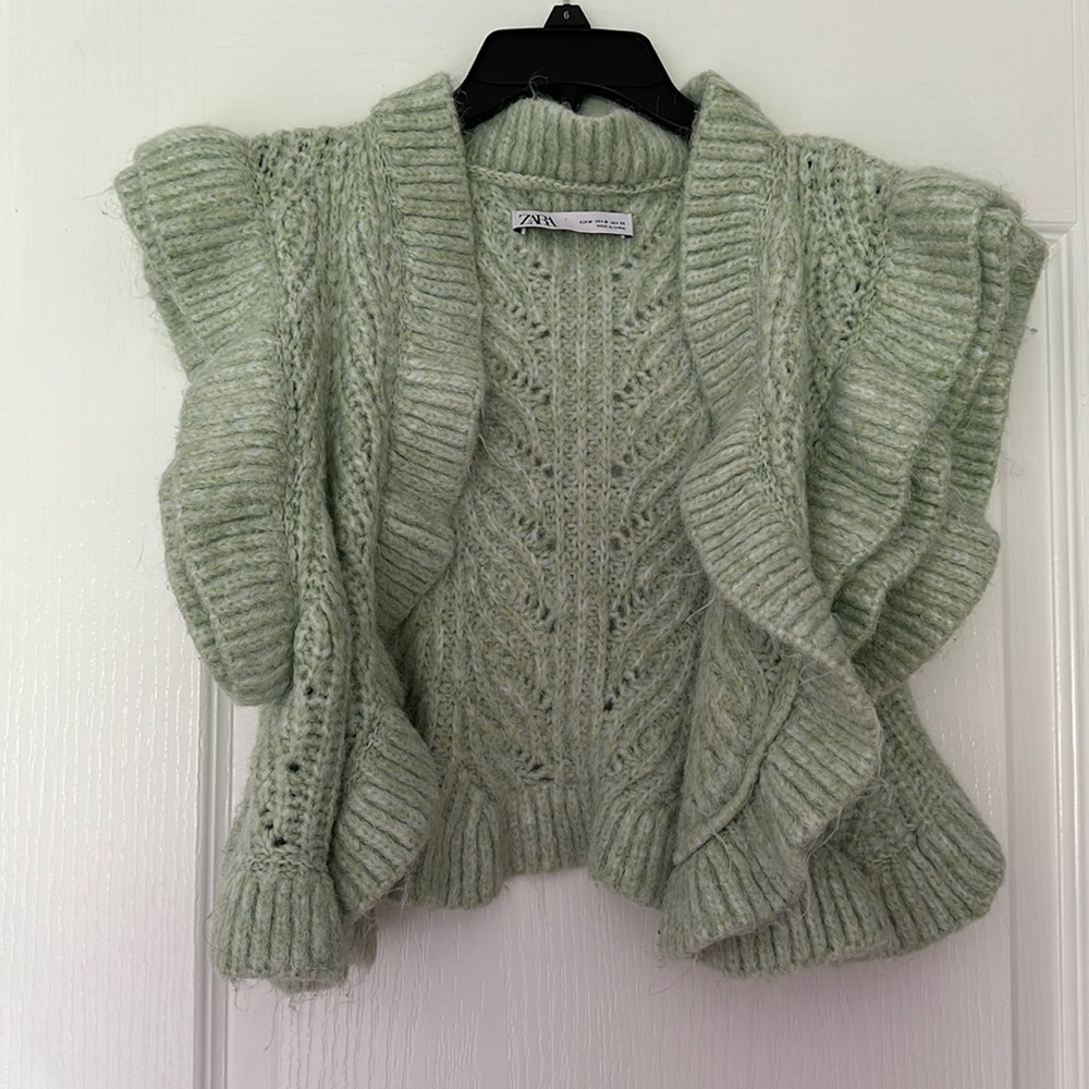 Zara Light Green Knit Cardigan